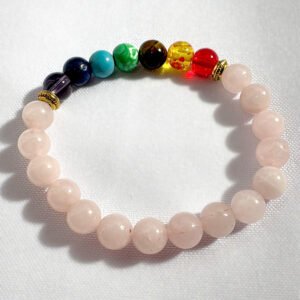 Pulsera Cuarzo Rosa y 7 Chakras
