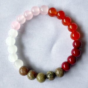 Pulsera Cuarzo Rosa y Cornalina
